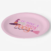 Leuk Leuk Roze Heks Hocus Pocus Halloween Pet Papieren Bordje (Gekanteld)