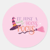 Leuk Leuk Roze Heks Hocus Pocus Halloween Pet Ronde Sticker (Voorkant)