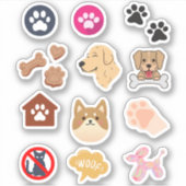 Leuk Leuk schattig roze Dog Puppy Paw Print Sticker (Voorkant)