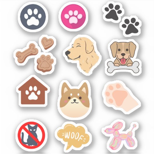 Leuk Leuk schattig roze Dog Puppy Paw Print Sticker (Voorkant)