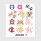 Leuk Leuk schattig roze Dog Puppy Paw Print Sticker (Vel)