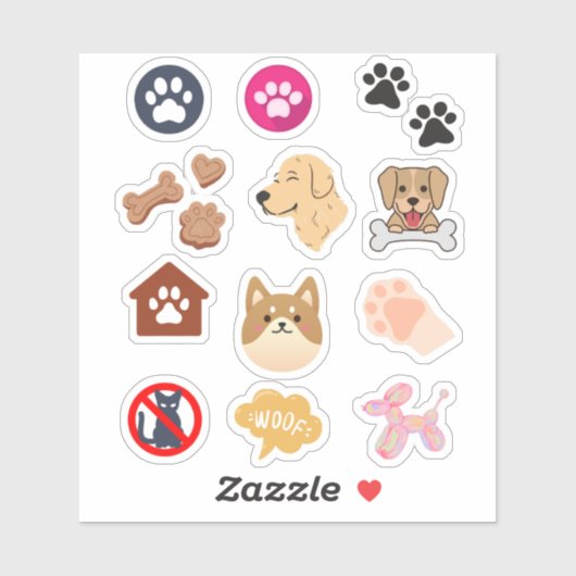 Leuk Leuk schattig roze Dog Puppy Paw Print Sticker (Vel)