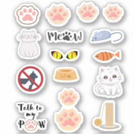 Leuk Leuk schattig roze kattenkatje PawPrint Sticker