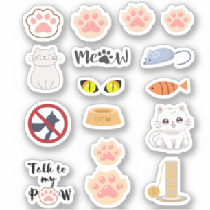 Leuk Leuk schattig roze kattenkatje PawPrint Sticker
