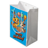 Leuk & Leuk Verjaardag Puppy & Kitten Party Medium Cadeauzakje (Voorkant Gekanteld)