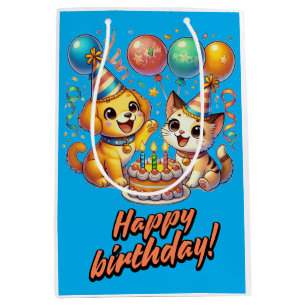 Leuk & Leuk Verjaardag Puppy & Kitten Party Medium Cadeauzakje