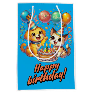 Leuk & Leuk Verjaardag Puppy & Kitten Party Medium Cadeauzakje