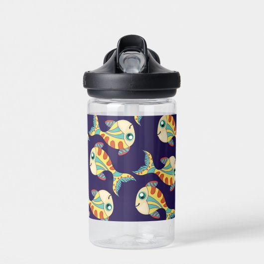Leuk Leuk Vis Patroon Marine Blauw Waterfles (Voorkant)