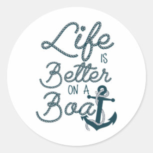 Leuk Leven Is Beter Op Een Boot Vaart Liefhebbers Ronde Sticker