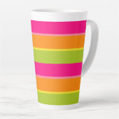 Leuk Levendig Hot Pink, Groen, Sinaasappel en Geel Latte Mok (Rechterhoek)