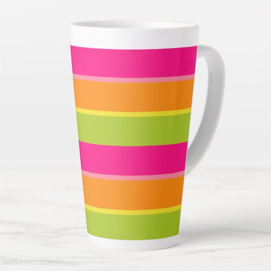 Leuk Levendig Hot Pink, Groen, Sinaasappel en Geel Latte Mok (Rechterhoek)