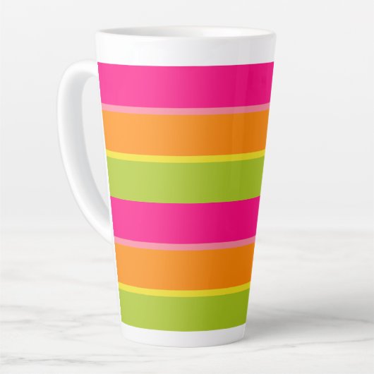 Leuk Levendig Hot Pink, Groen, Sinaasappel en Geel Latte Mok (Linkerhoek)