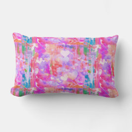 Leuk Levendig Roze/Blauwgroen/Witte Harten Sierkus Kussen