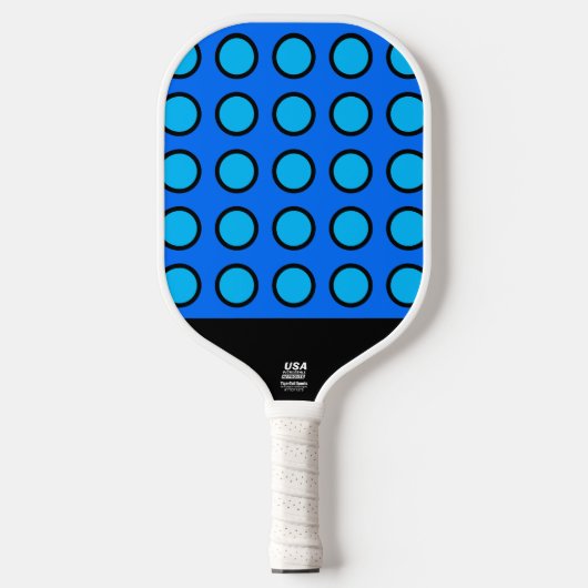 Leuk levendig tweekleurig blauw zwart cirkel raste pickleball paddle (Voorkant)