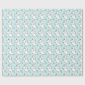 Leuk Lichtblauw en Wit Halloween Ghost Pattern Cadeaupapier (Vlak)