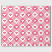 Leuk Liefde Roze En Wit Hart Plaid Patroon Cadeaupapier (Vlak)