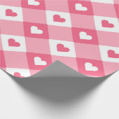 Leuk Liefde Roze En Wit Hart Plaid Patroon Cadeaupapier (Hoek)