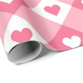 Leuk Liefde Roze En Wit Hart Plaid Patroon Cadeaupapier (Rol Hoek)