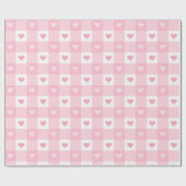Leuk Liefde Roze En Wit Plaid Hart Patroon Cadeaupapier (Vlak)