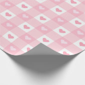 Leuk Liefde Roze En Wit Plaid Hart Patroon Cadeaupapier (Hoek)