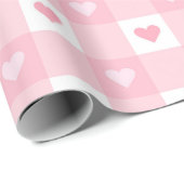 Leuk Liefde Roze En Wit Plaid Hart Patroon Cadeaupapier (Rol Hoek)