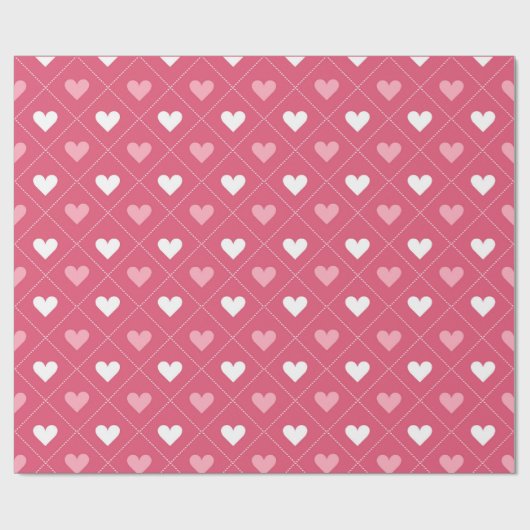 Leuk Liefde Roze Hart Diagonaal Patroon Cadeaupapier (Vlak)