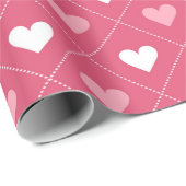 Leuk Liefde Roze Hart Diagonaal Patroon Cadeaupapier (Rol Hoek)