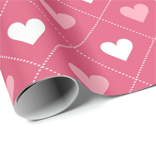 Leuk Liefde Roze Hart Diagonaal Patroon Cadeaupapier (Rol Hoek)