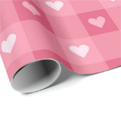 Leuk Liefde Roze Hart Geruit Patroon Cadeaupapier (Rol Hoek)