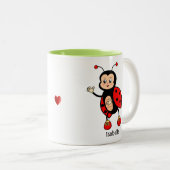 Leuk lieveheersbeestje en hart tweekleurige koffiemok (Voorkant rechts)