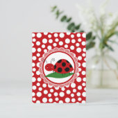 Leuk Lieveheersbeestje op een Blad - de Rode Briefkaart (Staand voorkant)