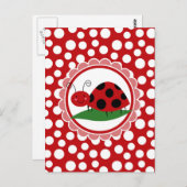 Leuk Lieveheersbeestje op een Blad - de Rode Briefkaart (Voorkant / Achterkant)