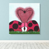 Leuk lieveheersbeestje paar canvas afdruk (Insitu (Houten vloer))