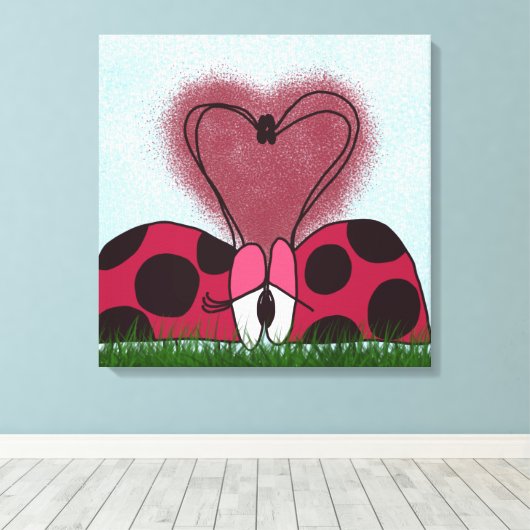 Leuk lieveheersbeestje paar canvas afdruk (Insitu (Houten vloer))