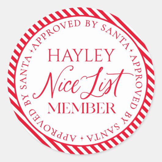 Leuk lijstlid goedgekeurd door Santa Christmas Ronde Sticker (Voorkant)