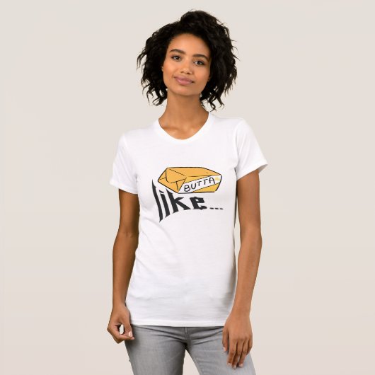 LEUK 'LIKE BUTTA' T-SHIRT GEEL EN WIT (Voorkant volledig)