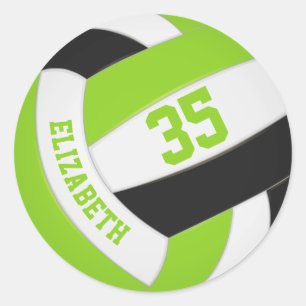 leuk limoen groen gepersonaliseerd volleybal ronde sticker