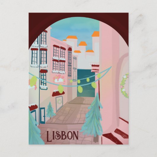 Leuk Lissabon Portugese Winter Briefkaart (Voorkant)