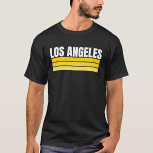 Leuk Los Angeles Royal Blue Gele Retro Gestreepte T-shirt