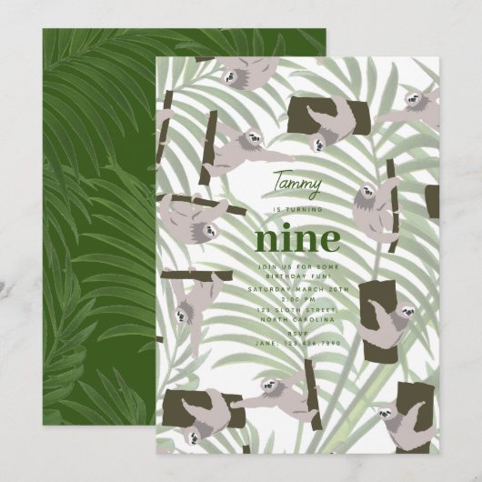 Leuk luiaard dier in wild bos verjaardagsfeestje kaart (Voorkant / Achterkant)
