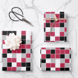 Leuk magentazwart geometrisch patroon inpakpapier vel