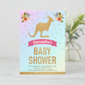 Leuk Magisch Goud Glitter Kangoeroe Baby shower Kaart (Staand voorkant)