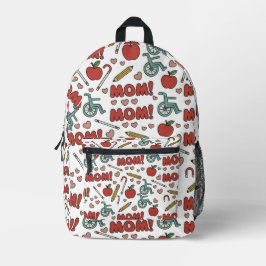 Leuk "MAMA!" Patroon  met Appels, Rolstoelen Bedrukte Rugzak