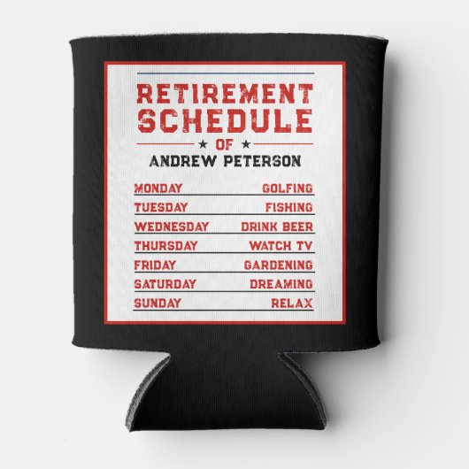 Leuk Man Rood en Zwart Wit Pensioen Plan Blikjeskoeler (Voorkant)