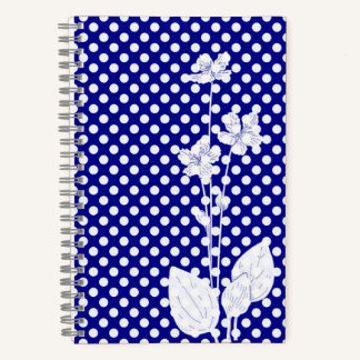 Leuk marineblauw en wit stippen schrift notitieboek