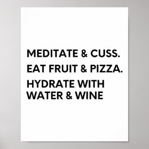 Leuk meditatie- en Lance-shirt voor yoga en pizza Poster