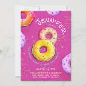 Leuk Meisje 8e Roze Donut Kleurrijke Sprinkles Par Kaart (Voorkant)