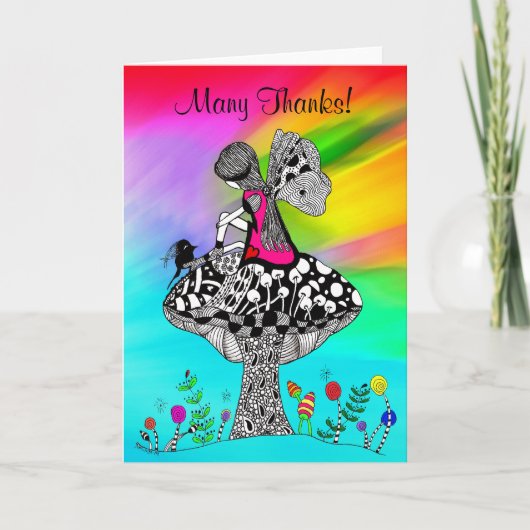 Leuk Meisje en een Wenskaart van de Vogel Bedankkaart (Voorkant)