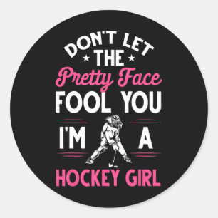 Leuk meisje hockey cadeau voor vrouwen Kinder ijsh Ronde Sticker