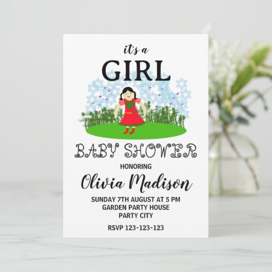 Leuk Meisje In Een Bloemtuin Baby Meisje Baby show Kaart (Staand voorkant)